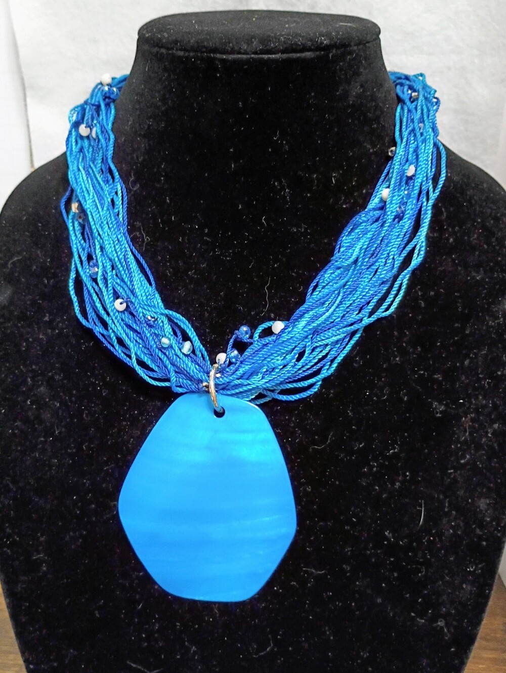 Chico's Bright Blue Multi-Strand Pendant Necklace